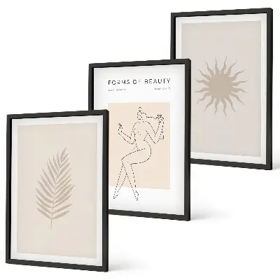 Juego de 3 cuadros con diseño de formas minimalistas