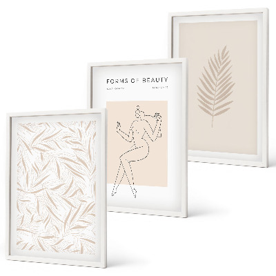 Set de 3 cuadros para salón motivos botánicos minimalistas