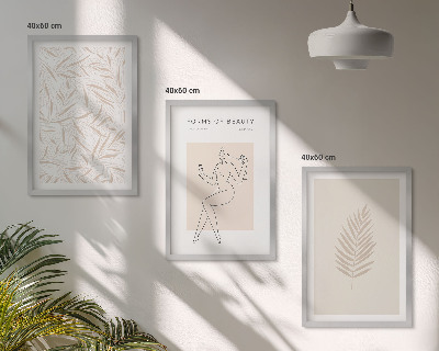 Set de 3 cuadros para salón motivos botánicos minimalistas