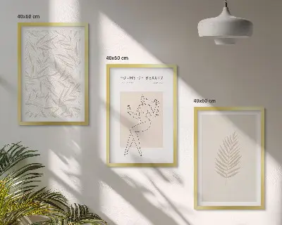 Set de 3 cuadros para salón con motivos botánicos minimalistas