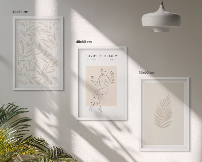 Set de 3 cuadros para salón motivos botánicos minimalistas