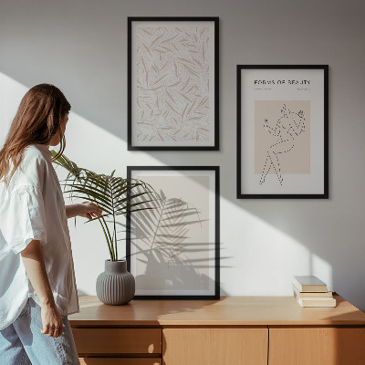 Set de 3 cuadros para salón motivos botánicos minimalistas