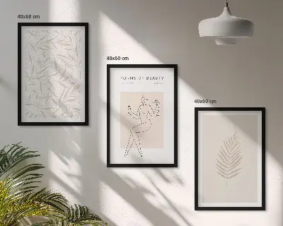 Set de 3 cuadros para salón con motivos botánicos minimalistas