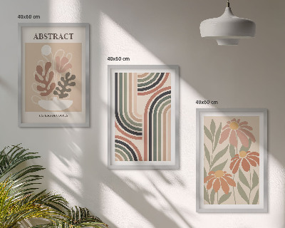 Juego de 3 cuadros Plantas abstractas en tonos pastel