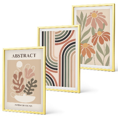 Juego de 3 cuadros Plantas abstractas en tonos pastel