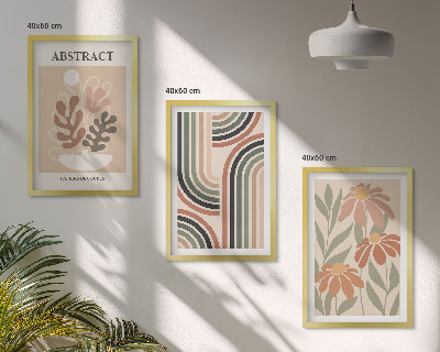 Juego de 3 cuadros Plantas abstractas en tonos pastel