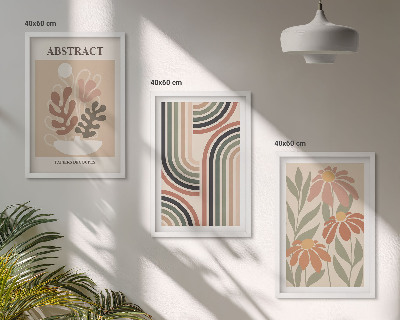Juego de 3 cuadros Plantas abstractas en tonos pastel