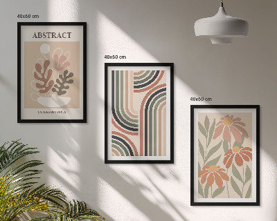 Juego de 3 cuadros Plantas abstractas en tonos pastel