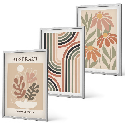 Juego de 3 cuadros Plantas abstractas en tonos pastel