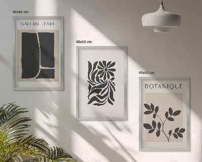 Set de 3 cuadros para salón Patrones abstractos de plantas