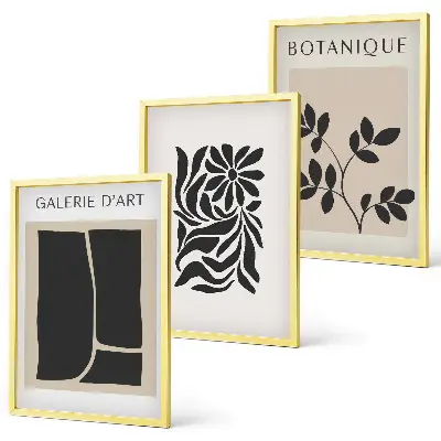 Set de 3 cuadros para salón con diseño de patrones abstractos de plantas