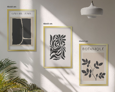 Set de 3 cuadros para salón Patrones abstractos de plantas