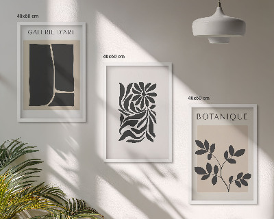 Set de 3 cuadros para salón Patrones abstractos de plantas