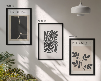 Set de 3 cuadros para salón Patrones abstractos de plantas