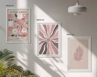 Juego de 3 cuadros Patrones de hojas florales y geometría