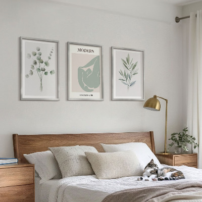 Juego de 3 cuadros Motivos vegetales en verde