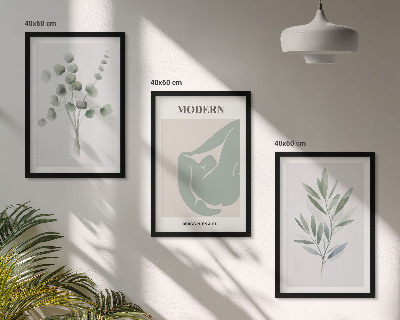 Juego de 3 cuadros Motivos vegetales en verde