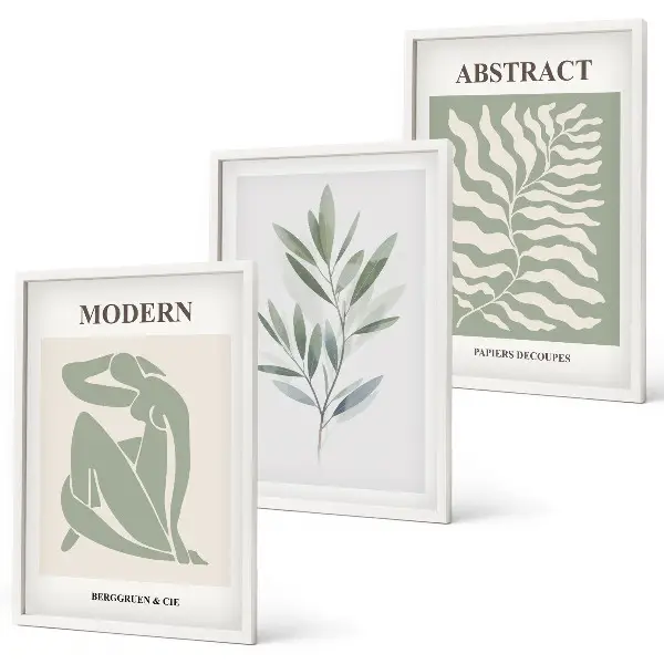 Set de 3 cuadros para salón con diseño bohemio en acuarela de Matisse