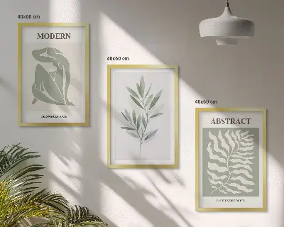Set de 3 cuadros para salón con diseño bohemio en acuarela de Matisse