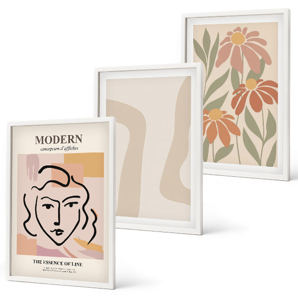 Juego de 3 cuadros Mujer abstracta moderna