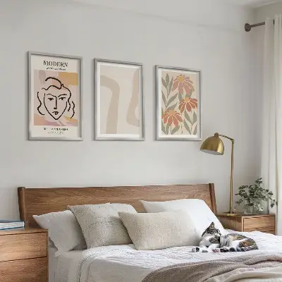Juego de 3 cuadros de mujer abstracta moderna