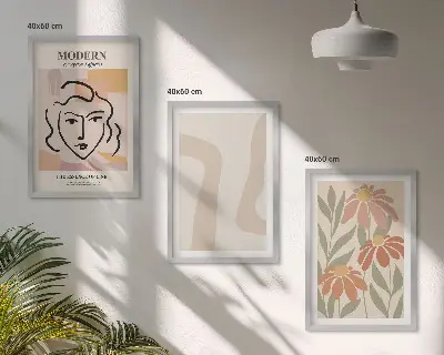 Juego de 3 cuadros de mujer abstracta moderna