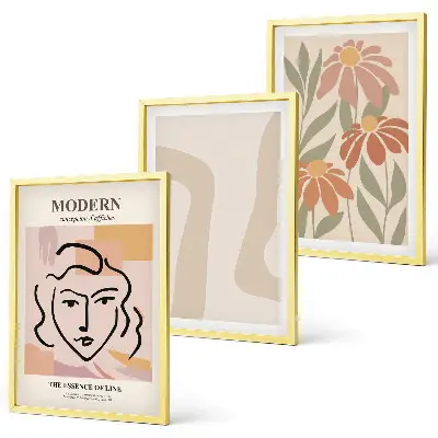 Juego de 3 cuadros de mujer abstracta moderna
