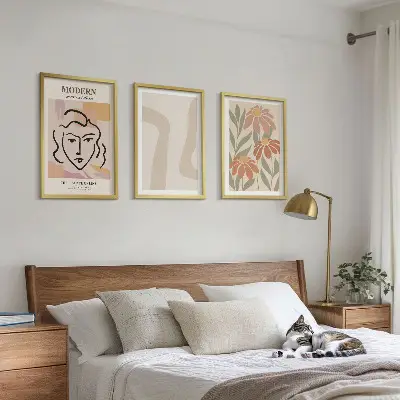 Juego de 3 cuadros de mujer abstracta moderna