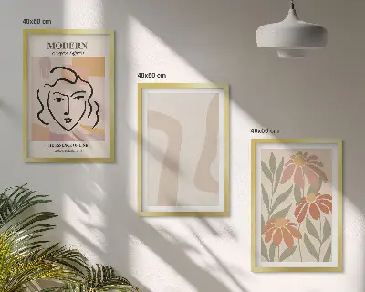 Juego de 3 cuadros de mujer abstracta moderna