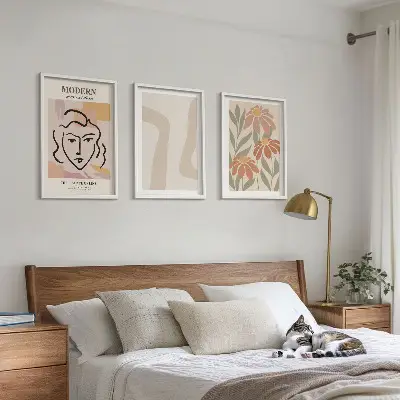 Juego de 3 cuadros de mujer abstracta moderna