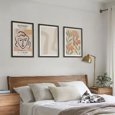 Juego de 3 cuadros de mujer abstracta moderna