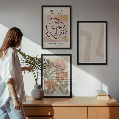 Juego de 3 cuadros Mujer abstracta moderna