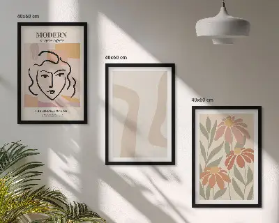 Juego de 3 cuadros de mujer abstracta moderna