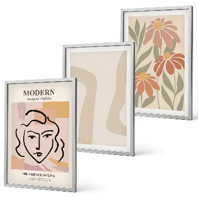 Juego de 3 cuadros de mujer abstracta moderna