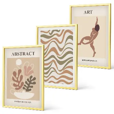 Juego de 3 cuadros con patrones abstractos bohemios estilo Matisse