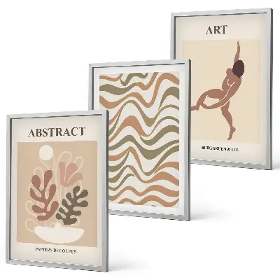 Juego de 3 cuadros con patrones abstractos bohemios estilo Matisse