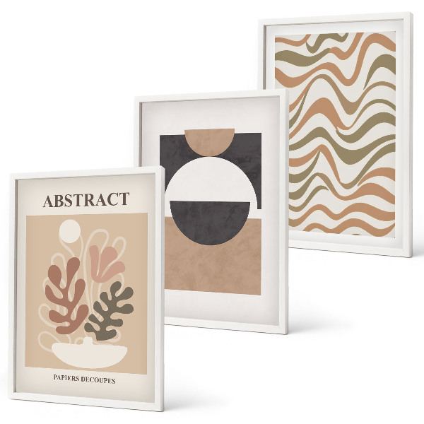Set de 3 cuadros para salón Patrones de formas abstractas