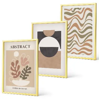 Set de 3 cuadros para salón con patrones de formas abstractas