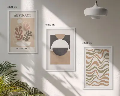 Set de 3 cuadros para salón con patrones de formas abstractas
