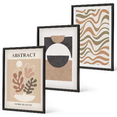 Set de 3 cuadros para salón Patrones de formas abstractas