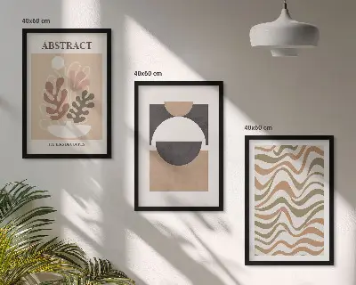 Set de 3 cuadros para salón con patrones de formas abstractas