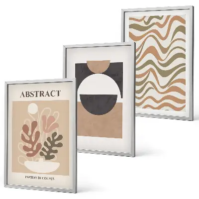Set de 3 cuadros para salón con patrones de formas abstractas