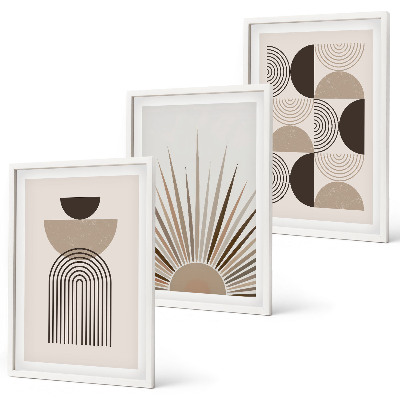 Juego de 3 cuadros Formas abstractas beige marrón