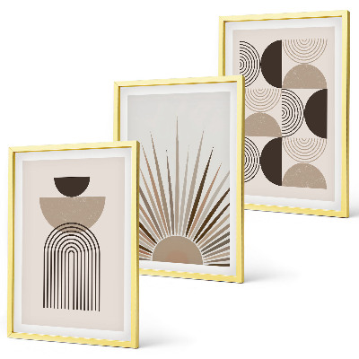 Juego de 3 cuadros Formas abstractas beige marrón