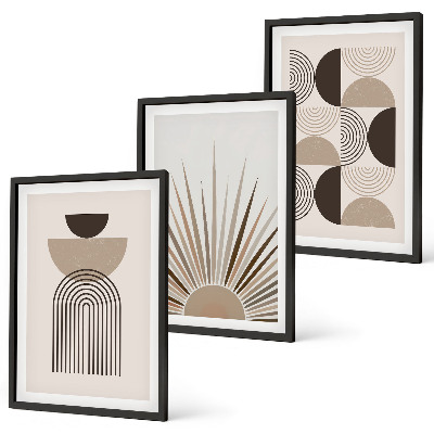 Juego de 3 cuadros Formas abstractas beige marrón