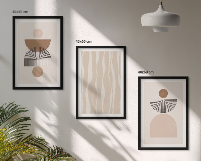 Set de 3 cuadros para salón Formas abstractas marrón beige