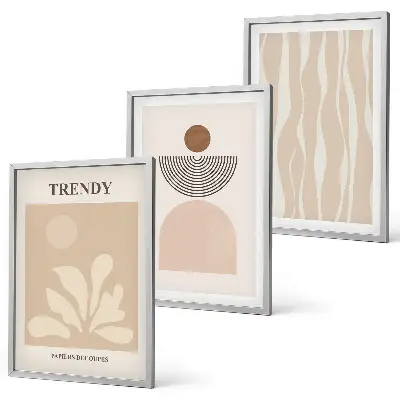 Juego de 3 cuadros con diseño abstracto en tonos beiges