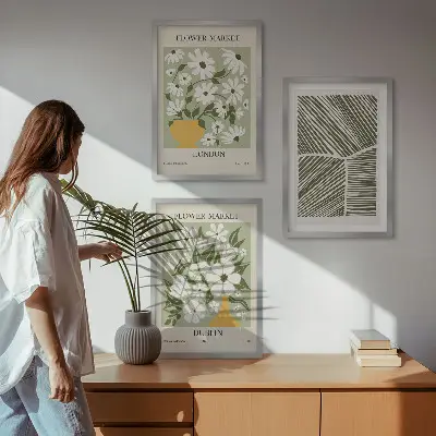 Set de 3 cuadros para salón con estampados florales de Londres y Dublín