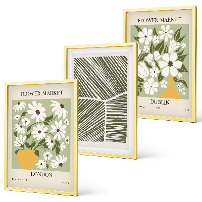 Set de 3 cuadros para salón Estampados florales Londres Dublín