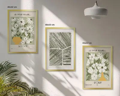 Set de 3 cuadros para salón con estampados florales de Londres y Dublín